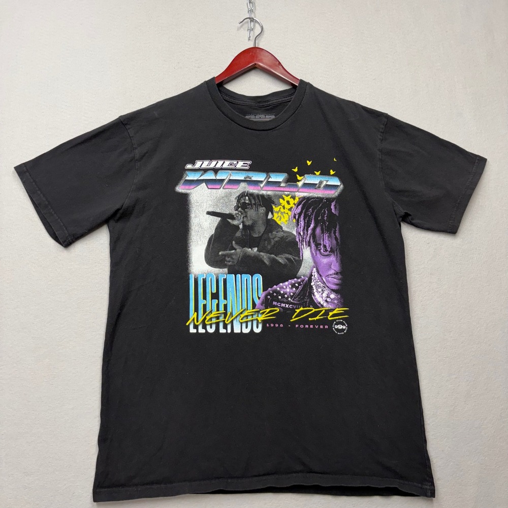 999 Juice WRLD T-Shirt Mens XL Black Legends Never Die Graphic Rap Tee